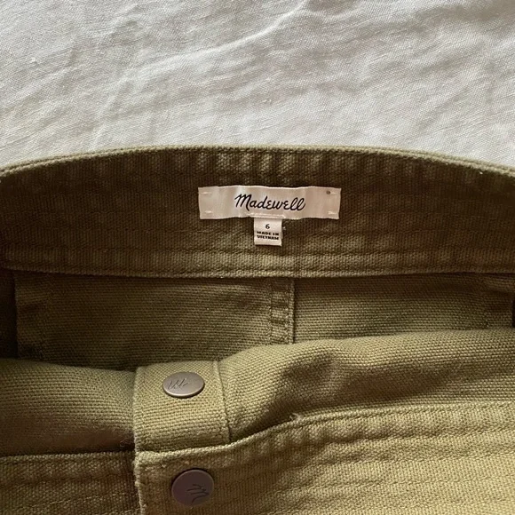 Madewell Olive Green Button-Front Skirt Size 6 - Picture 3 of 3